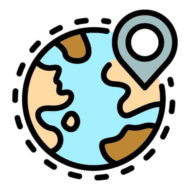 Global courier delivery icon Outline global courier delivery vector icon color flat isolated