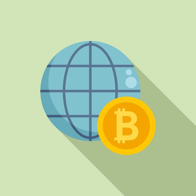 Global cryptocurrency icon flat vector Crypto money Financial marketing