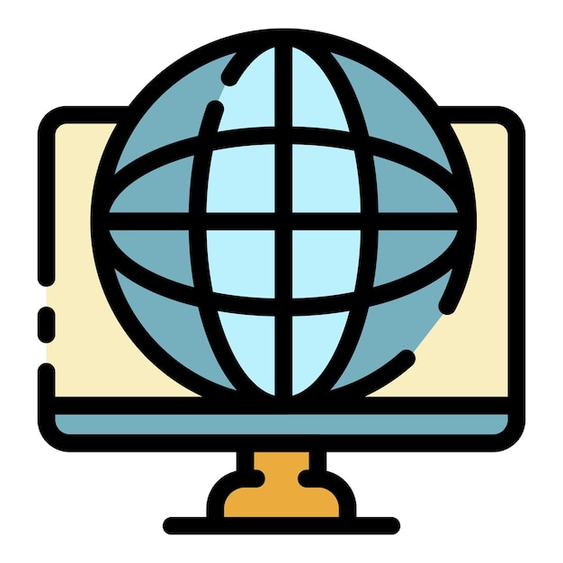 Global finance system icon Outline global finance system vector icon color flat isolated