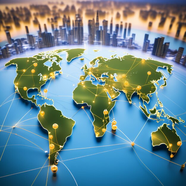 global forbindelse og netværk 3d rendering global forbindelse og netværk 3d rendering