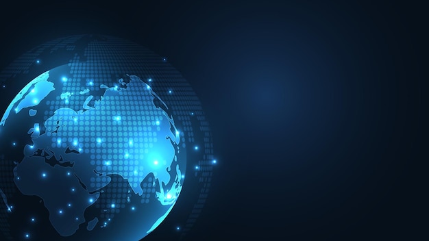 Global netværksforbindelse Verdenskort abstrakt teknologi baggrund global forretningsinnovationskoncept