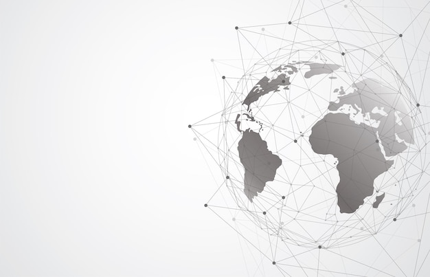 Global netværksforbindelse. Verdenskort med punkt- og linjekomposition. Koncept for global forretning. Vektorillustration