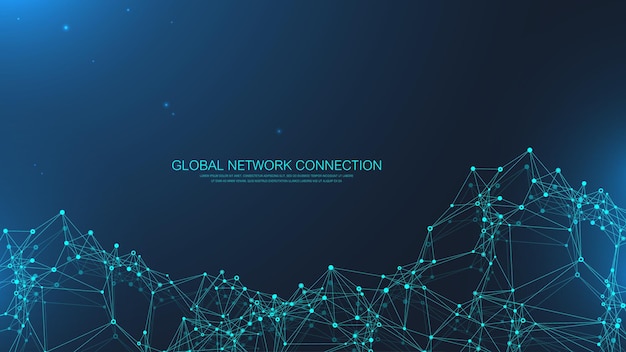 Global network connection banner design template Internet technology