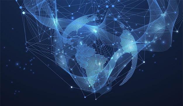 Global network connection concept Big data visualization Internet technology Business Science