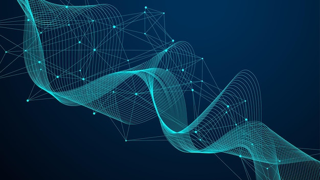 Global network connection concept. Big data visualization. Social network communication in the global computer networks. Internet technology. Business. Science. Vector illustration.