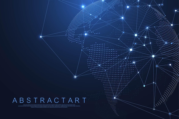 Global network connection concept big data visualization social network communication in the global