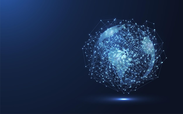 global network connection concept big data visualization social network communication