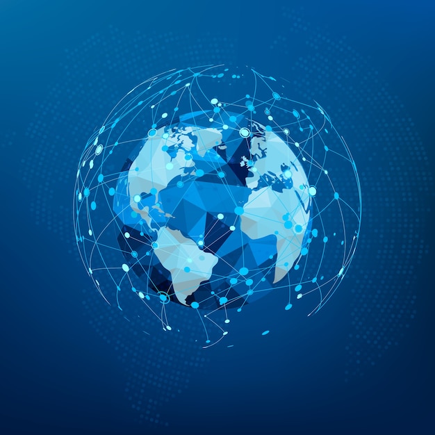 global network connection. polygonal world map.