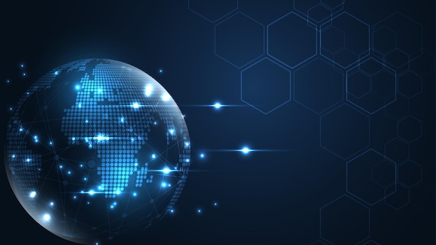 global network connection world map abstract technology background global business innovation concept