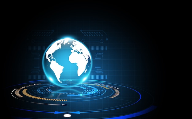 global network connection world map abstract technology background