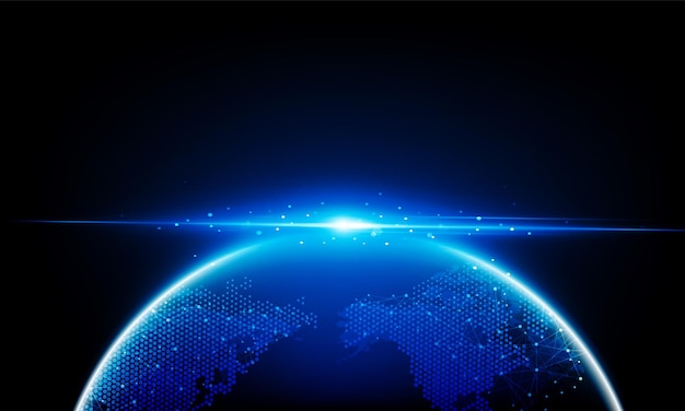 global network connection world map point and line composition concept of global business hitech communication innovation background vector design