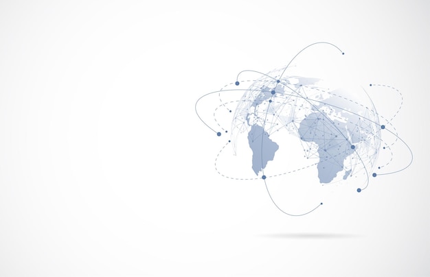 global network connection world map point and line composition concept of global business vector illustration