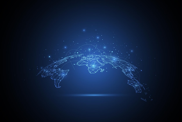 global network connection world map point and line composition concept of global business vector illustration
