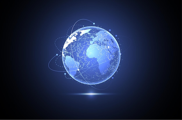 global network connection world map point and line composition concept of global business vector illustration