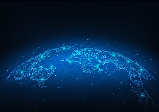 global network connection world map point and line composition concept of global business vector illustration