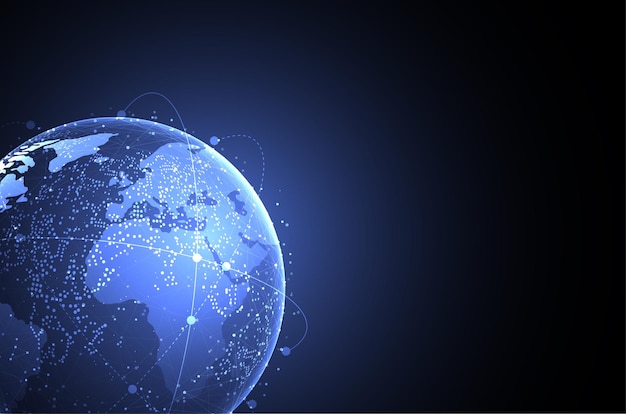 global network connection world map point and line composition concept of global business vector illustration