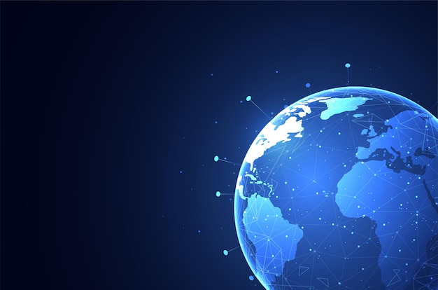 global network connection world map point and line composition concept of global business vector illustration