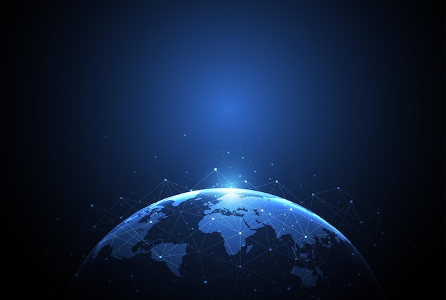 global network connection world map point and line composition concept of global business vector illustration