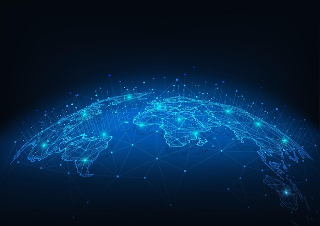 global network connection world map point and line composition concept of global business vector illustration