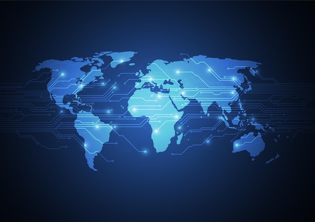 global network connection world map point and line composition concept of global business vector illustration