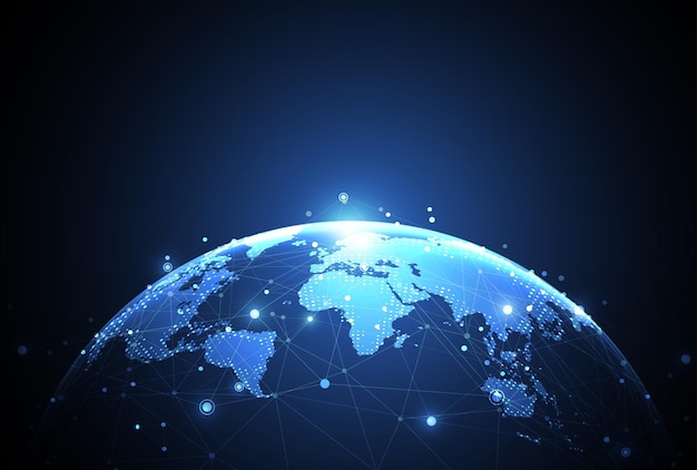 global network connection world map point and line composition concept of global business vector illustration