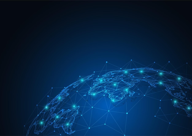 global network connection world map point and line composition concept of global business vector illustration