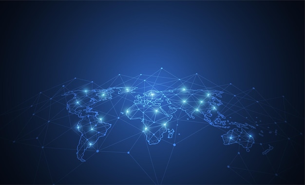 global network connection world map point and line composition concept of global business vector illustration