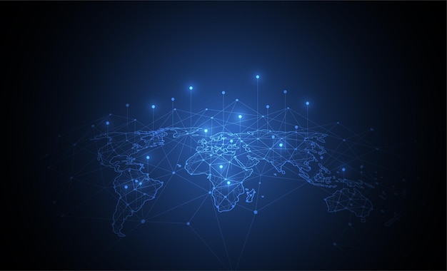 global network connection world map point and line composition concept of global business vector illustration