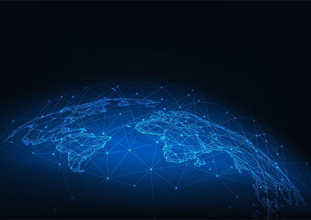 global network connection world map point and line composition concept of global business vector illustration