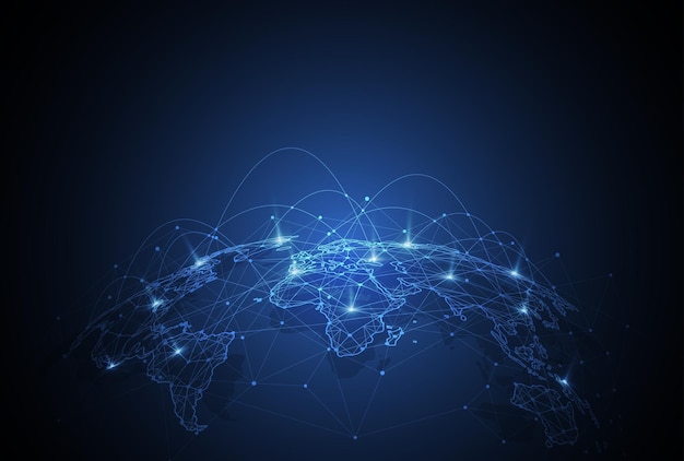 global network connection world map point and line composition concept of global business vector illustration