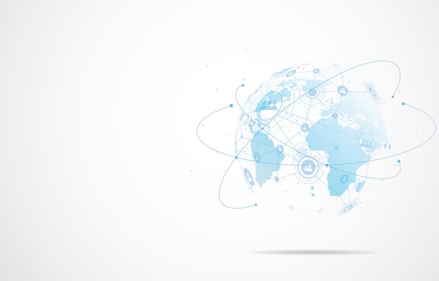 global network connection world map point and line composition concept of global business