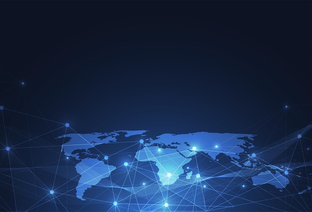 global network connection world map point and line composition concept of global business