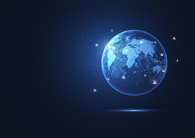 global network connection world map point and line composition concept of global business