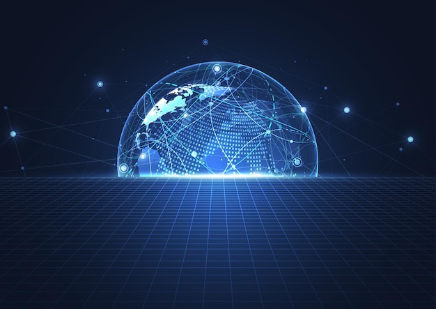 global network connection world map point and line composition concept of global business