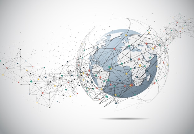 global network connection. world map point and line composition concept of global business
