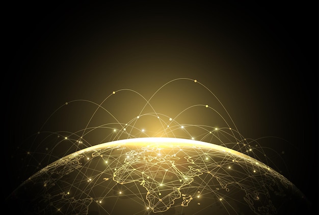 Global network connection World map point and line composition concept of global