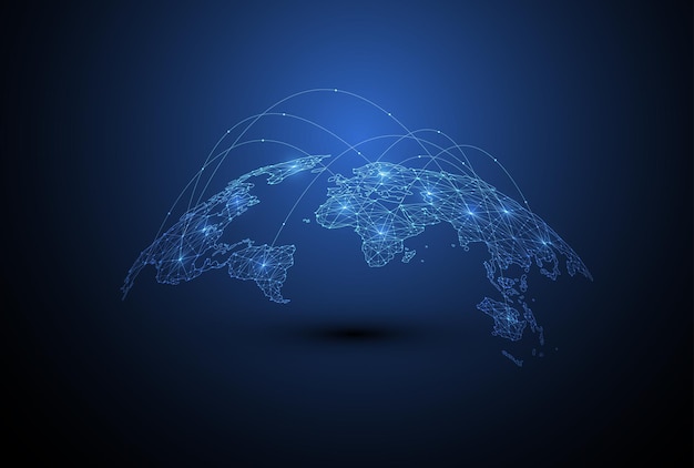 global network connection world map point and line composition concept