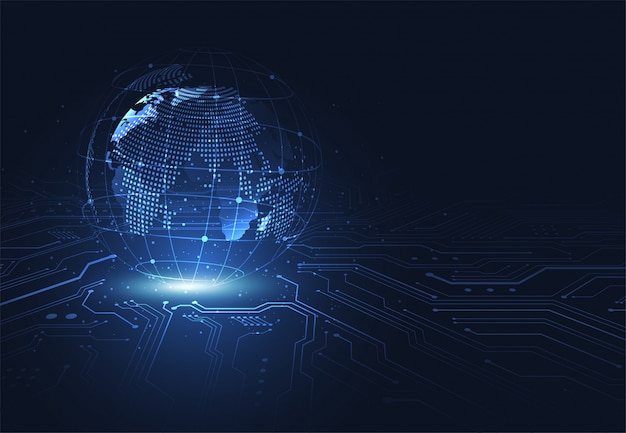 global network connection. world map point