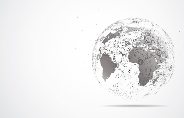 global network connection. world map point