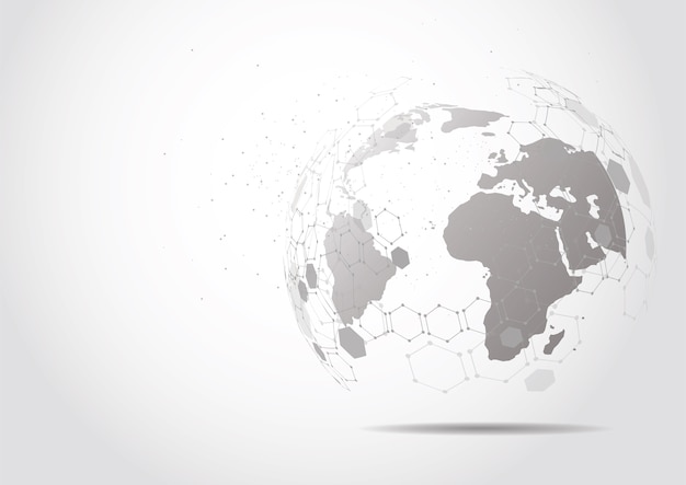 global network connection. world map point
