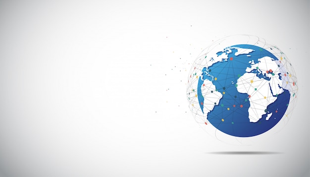 global network connection. world map point
