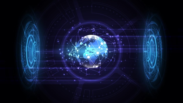 global network connection world map