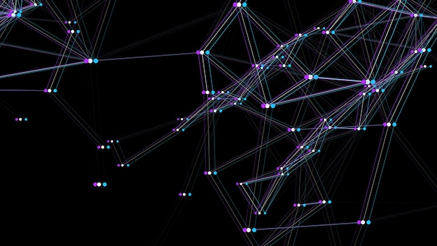 Global network connections with glitch effect Abstract vector neural networks in cyberspace Futuristic grid artificial intelligence Technology virtual cyber dynamic