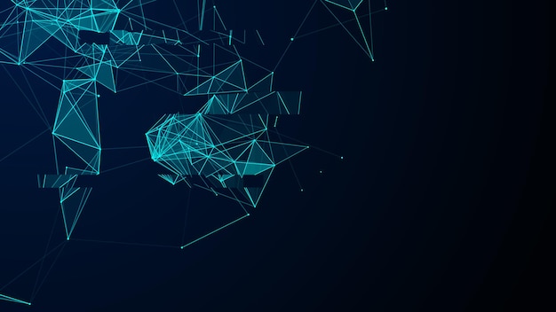Global network connections with glitch effect Abstract vector neural networks in cyberspace Futuristic grid artificial intelligence Technology virtual cyber dynamic