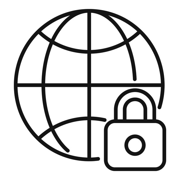 Global privacy icon outline vector Cyber personal Information shield