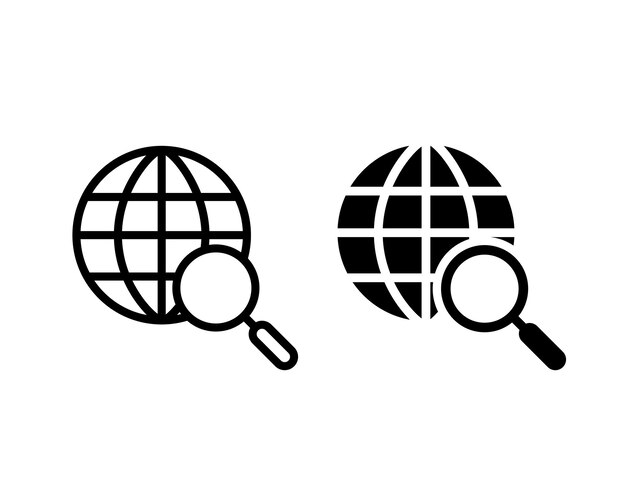 Global search icon or Search web icon set