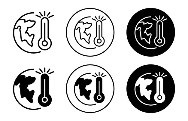 Global warming icon collection of outline thin line symbol or sign