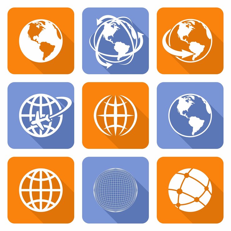 Globe Earth Icons Set Vector Illustration