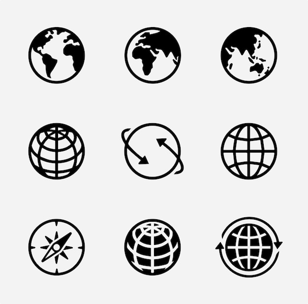 globe illustration icons