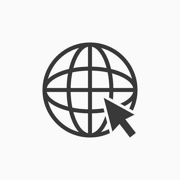 Globe with cursor icon representing internet or website access